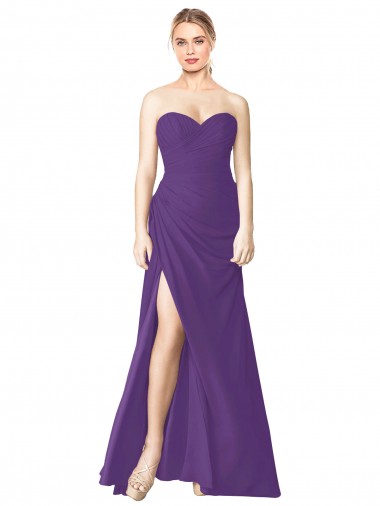 Soft Chiffon A-Line Long Sleeveless Low Back Side Slit Bridesmaid Dresses Glasgow