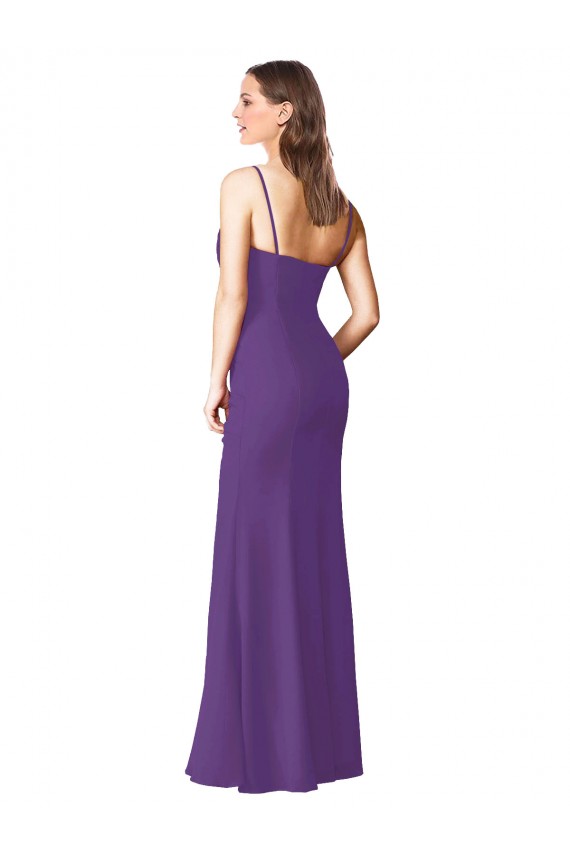 Soft Chiffon A-Line Long Sleeveless Low Back Side Slit Bridesmaid Dresses Glasgow