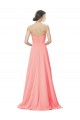 Soft Chiffon A-Line Long Sleeveless Peach Bridesmaid Dress Glasgow