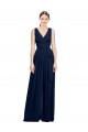 Chiffon A-Line Long Sleeveless Dark Navy Bridesmaid Dresses Glasgow