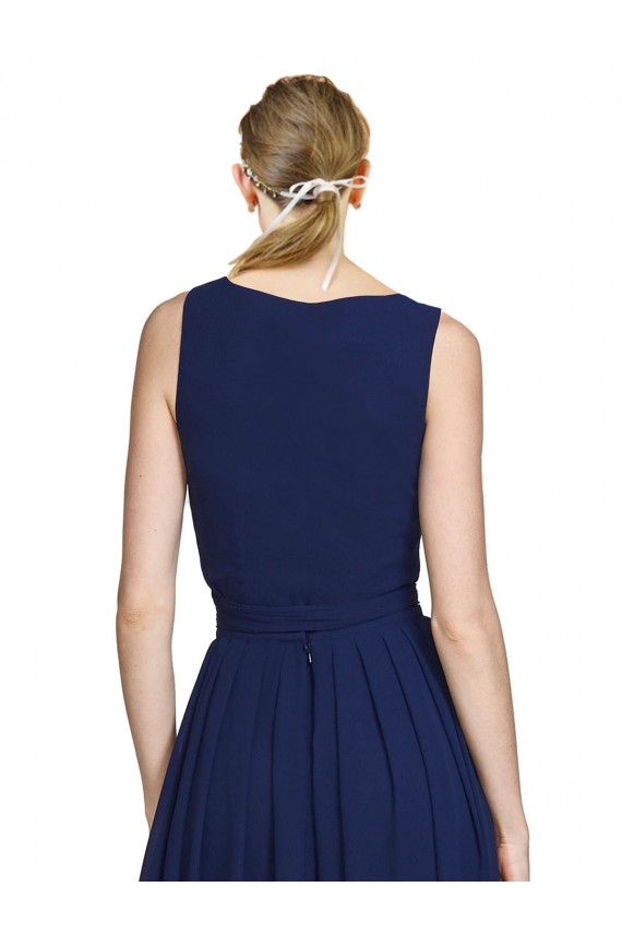Chiffon A-Line Long Sleeveless Dark Navy Bridesmaid Dresses Glasgow