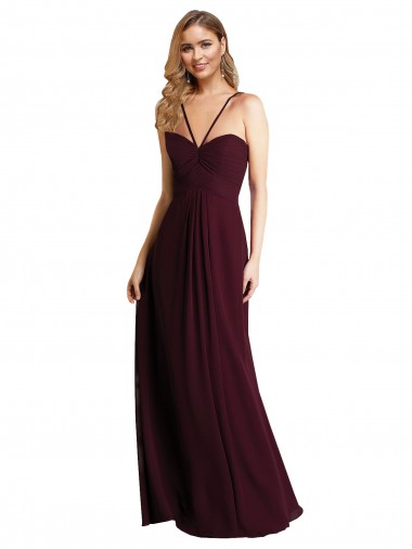Chiffon A-Line Long Sleeveless Open Back Wedding Party Dress Glasgow