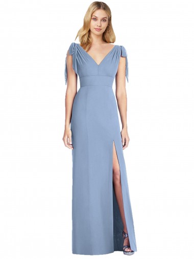 Soft Chiffon Mermaid Long Sleeveless V-Back Bridesmaid Dress Glasgow