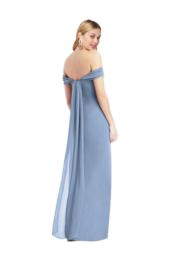 Soft Chiffon Mermaid Long Sleeveless Low Back Semi Formal Evening Dress / Bridesmaid Dress Glasgow