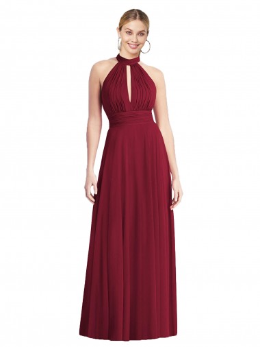Soft Chiffon A-Line Sleeveless Burgundy Semi Formal Evening Dress / Bridesmaid Dress Glasgow