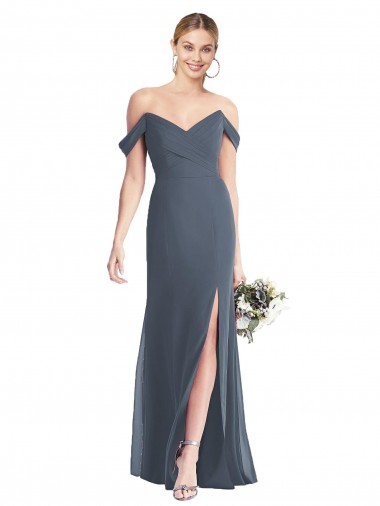 Soft Chiffon Trumpet Long Sleeveless Low Back Bridesmaid Dress Glasgow