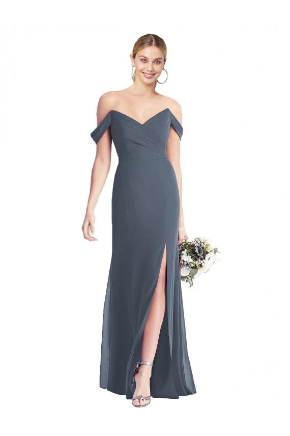 Soft Chiffon Trumpet Long Sleeveless Low Back Bridesmaid Dress Glasgow