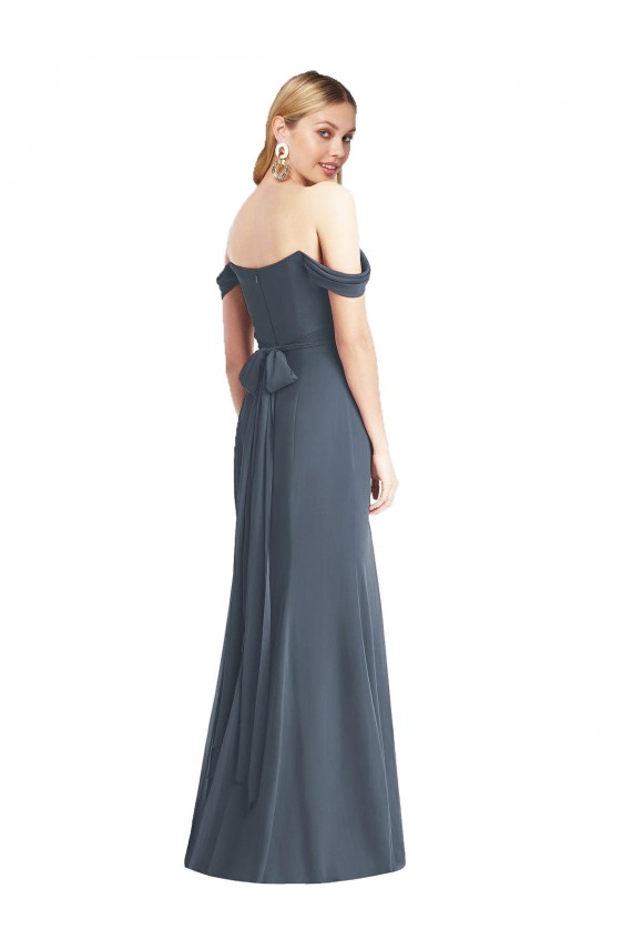Soft Chiffon Trumpet Long Sleeveless Low Back Bridesmaid Dress Glasgow