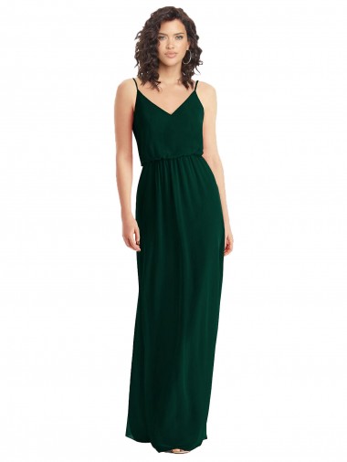 Soft Chiffon A-Line Long Sleeveless Low Back Ever Green Evening Dresses Glasgow