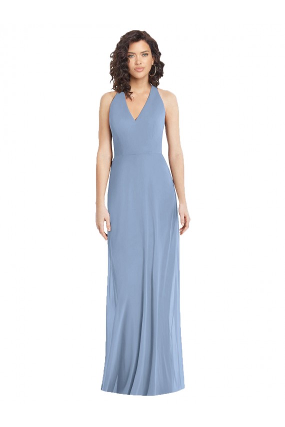 Soft Chiffon Trumpet Long Sleeveless Open Back Formal Evening Gown / Bridesmaid Dress Glasgow