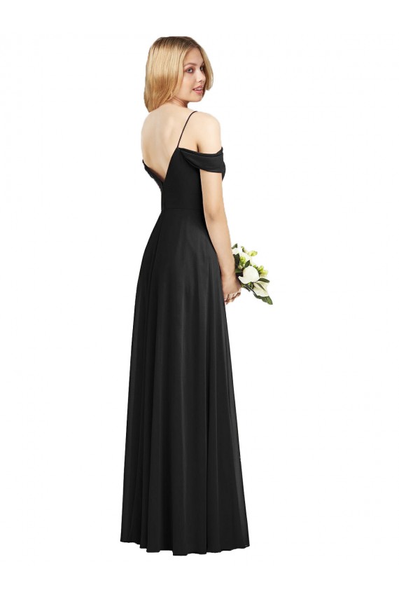 Soft Chiffon A-Line Long Cold Shoulder Semi Formal Evening Dress / Bridesmaid Dress Glasgow