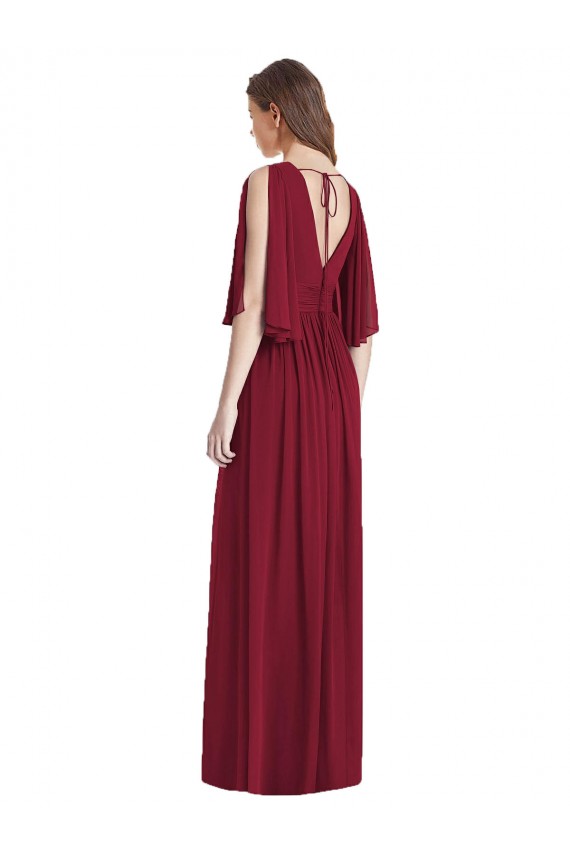 Soft Chiffon Trumpet Long Sleeveless Tie Back Semi Formal Evening Dress / Bridesmaid Dress Glasgow