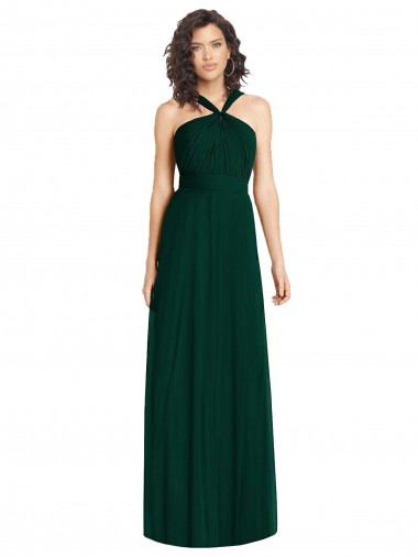 Soft Chiffon A-Line Long Sleeveless Ever Green Bridesmaid Dress Glasgow