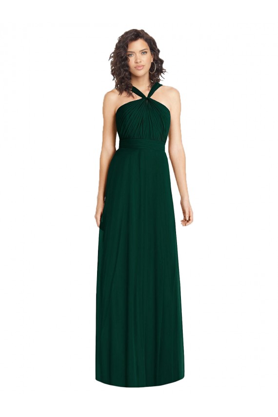 Soft Chiffon A-Line Long Sleeveless Ever Green Bridesmaid Dress Glasgow