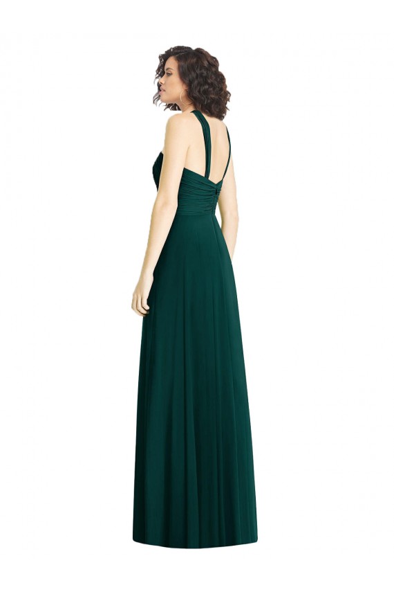 Soft Chiffon A-Line Long Sleeveless Ever Green Bridesmaid Dress Glasgow