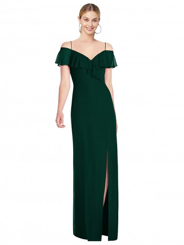 Soft Chiffon Trumpet Long Cold Shoulder Ever Green Evening Dresses Glasgow