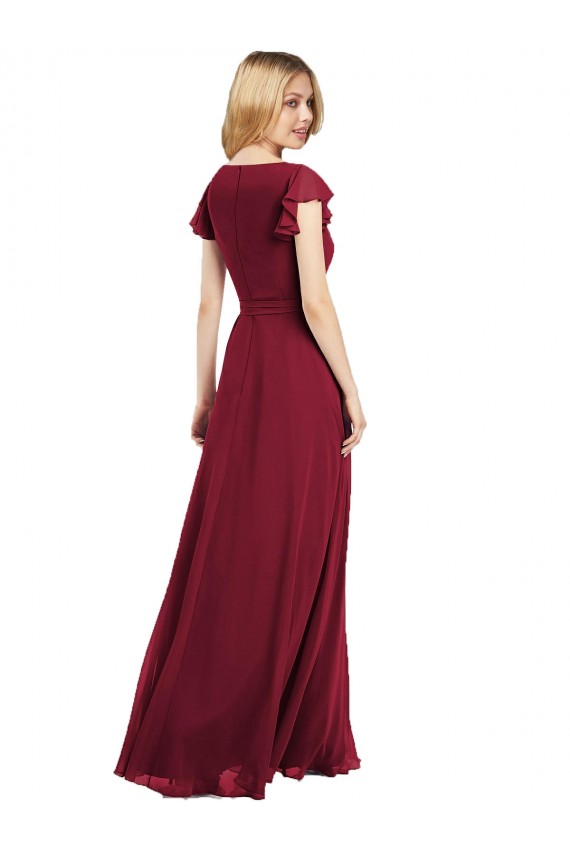 Lxue Chiffon A-Line Long Flutter Sleeves Bridesmaid Dress Glasgow