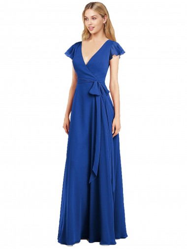 Lxue Chiffon A-Line Long Flutter Sleeves Bridesmaid Dress Glasgow