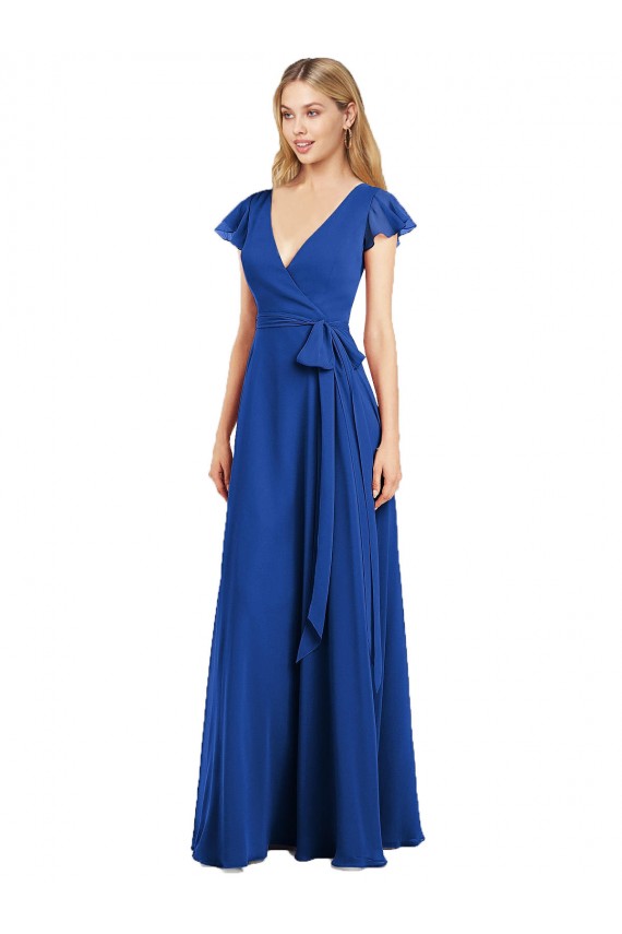 Lxue Chiffon A-Line Long Flutter Sleeves Bridesmaid Dress Glasgow