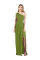 Soft Chiffon Trumpet Long Sleeveless Draped Front Slit Bridesmaid Dresses Glasgow