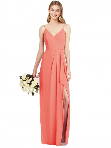 Soft Chiffon Trumpet Long Sleeveless Formal Dress / Bridesmaid Dress Glasgow