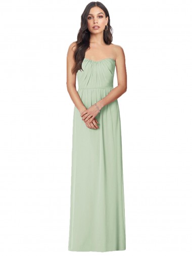 Soft Chiffon Trumpet Long Sleeveless Sage Bridesmaid Dress Glasgow