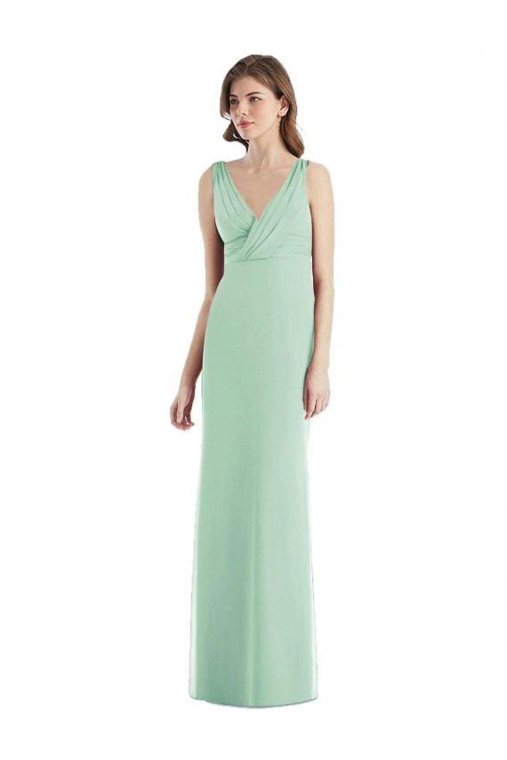 Chiffon Trumpet Long Sleeveless Open Back Bridesmaid Dress / Evening Dress Glasgow