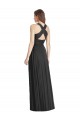 Soft Chiffon A-Line Long Sleeveless Criss Cross Back Black Bridesmaid Dresses Glasgow