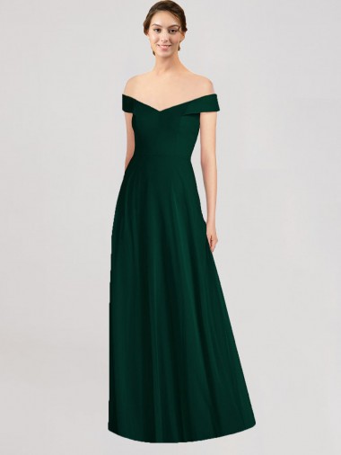 Soft Chiffon A-Line Long Sleeveless Ever Green Formal Dress / Bridesmaid Dress Glasgow