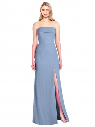 Soft Chiffon Trumpet Long Sleeveless Dusty Blue Bridesmaid Dresses Glasgow