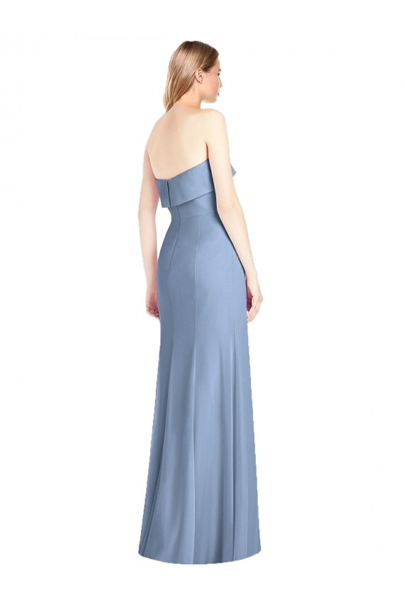 Soft Chiffon Trumpet Long Sleeveless Dusty Blue Bridesmaid Dresses Glasgow