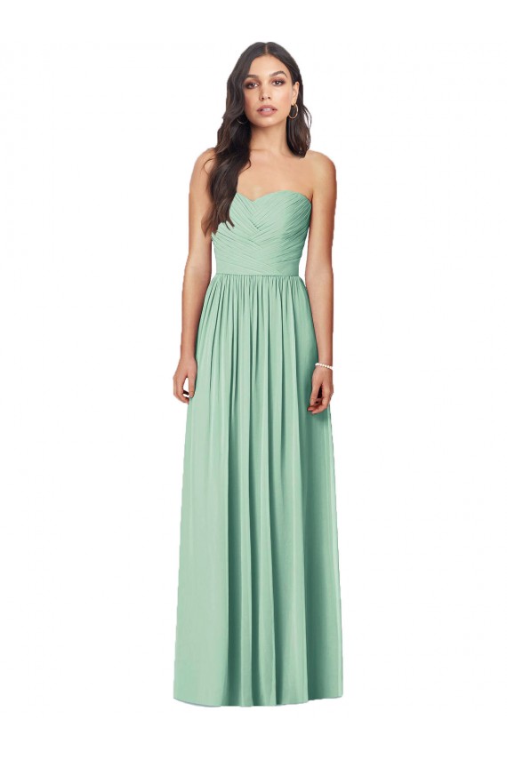 Soft Chiffon Trumpet Long Sleeveless Mint Green Bridesmaid Dress Glasgow