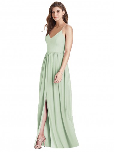 Soft Chiffon A-Line Long Sleeveless Criss Cross Back Semi Formal Evening Dress / Bridesmaid Dress Glasgow