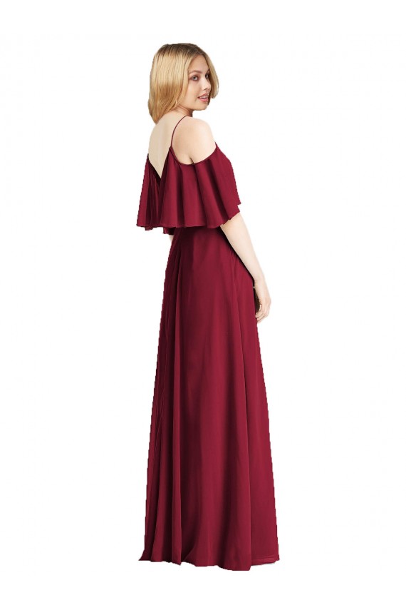 Chiffon A-Line Long Cold Shoulder Bridesmaid Dress Glasgow