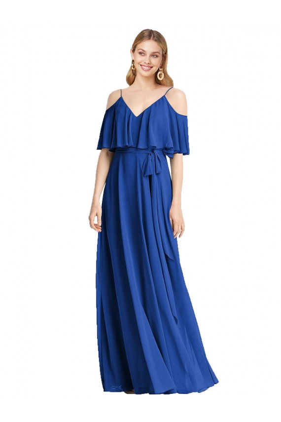 Chiffon A-Line Long Cold Shoulder Bridesmaid Dress Glasgow