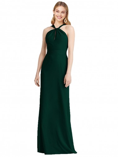 Soft Chiffon Trumpet Long Sleeveless Ever Green Bridesmaid Dress Glasgow