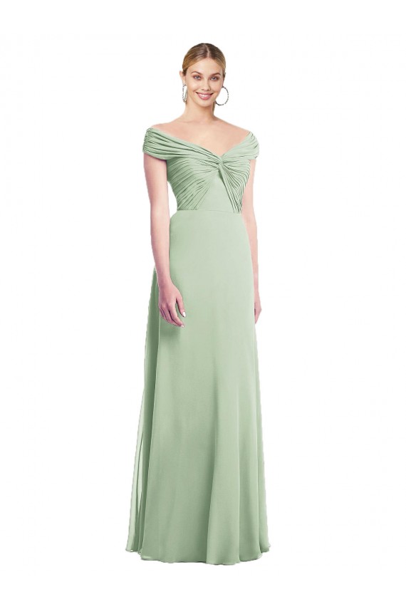 Soft Chiffon Trumpet Long Sleeveless Bridesmaid Dress Glasgow