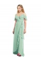 Soft Chiffon Trumpet Long Cold Shoulder High Low Bridesmaid Dress Glasgow
