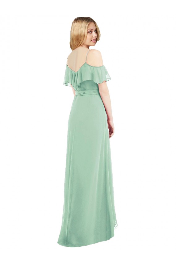Soft Chiffon Trumpet Long Cold Shoulder High Low Bridesmaid Dress Glasgow