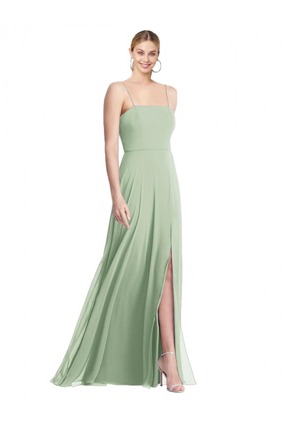 Soft Chiffon Trumpet Long Sleeveless Low Back Formal Evening Gown / Bridesmaid Dress Glasgow