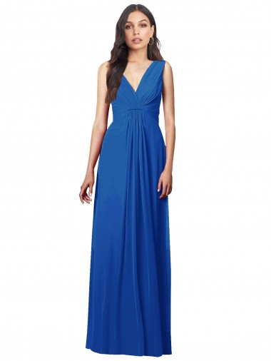 Soft Chiffon A-Line Long Sleeveless V-Back Semi Formal Evening Dress / Bridesmaid Dress Glasgow