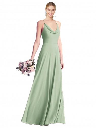 Chiffon A-Line Long Sleeveless Spaghetti Straps V-Back Evening Dresses Glasgow