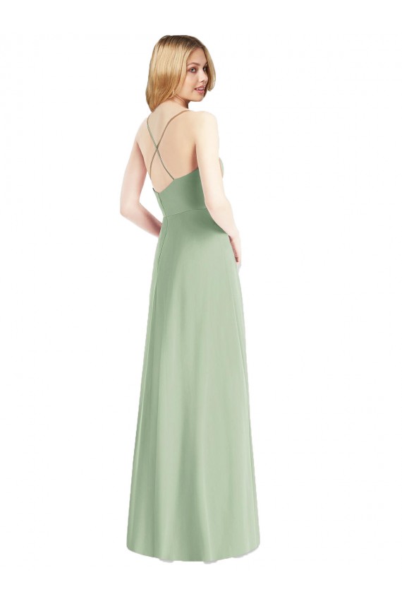 Chiffon A-Line Long Sleeveless Spaghetti Straps V-Back Evening Dresses Glasgow
