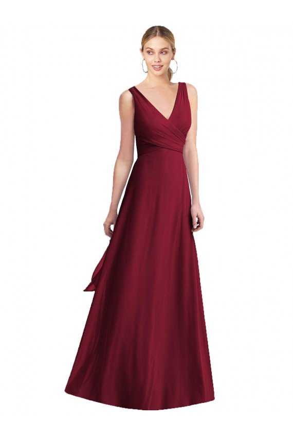 Chiffon A-Line Sleeveless Burgundy Bridesmaid Dress Glasgow