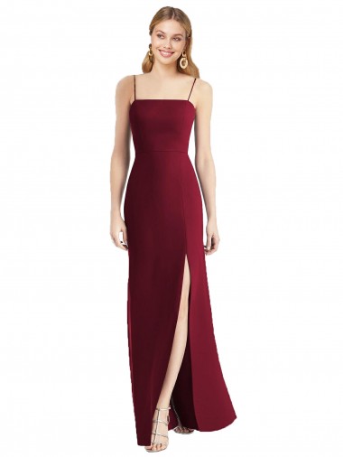 Soft Chiffon Trumpet Long Sleeveless Tie Back Front Slit Bridesmaid Dresses Glasgow