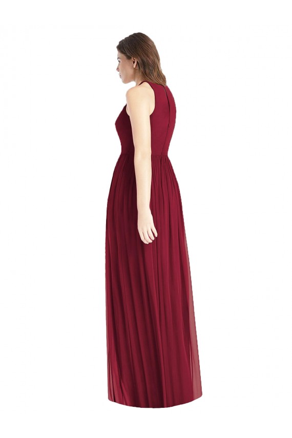 Soft Chiffon A-Line Long Sleeveless Lilac Bridesmaid Dresses Glasgow