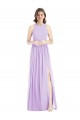 Soft Chiffon A-Line Long Sleeveless Lilac Bridesmaid Dresses Glasgow