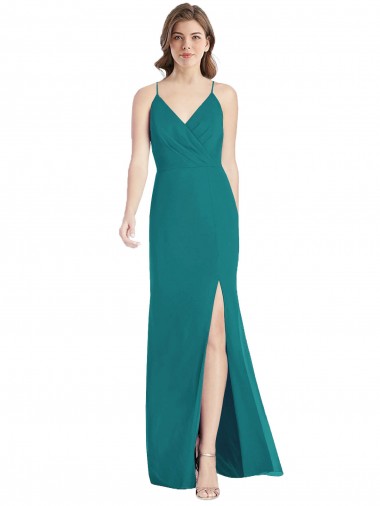 Soft Chiffon Mermaid Long Sleeveless Criss Cross Back Bridesmaid Dress Glasgow