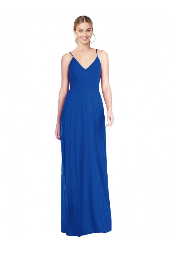 Soft Chiffon A-Line Long Sleeveless Criss Cross Back Formal Dress / Bridesmaid Dress Glasgow