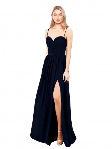 Soft Chiffon A-Line Long Sleeveless High Slit Evening Dresses Glasgow